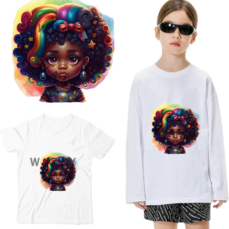 Beautiful and Lovely Black Girl Dtf Transfers Ready to Press Iron on Transfers for T Shirts Patch Transfer Patches Clothes DIY