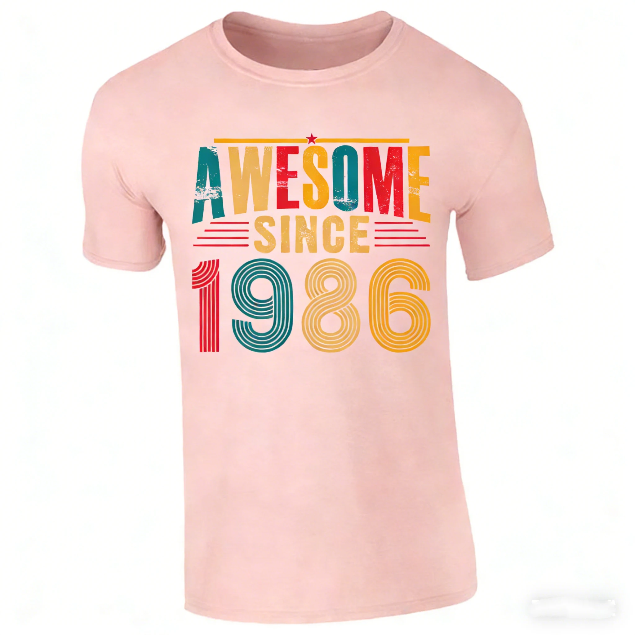 Awesome Since 1986 Retro Classic Vintage Colorful Fashion T-Shirt for Mens Gift Commuter  All-match Crewneck Casual Style Tee
