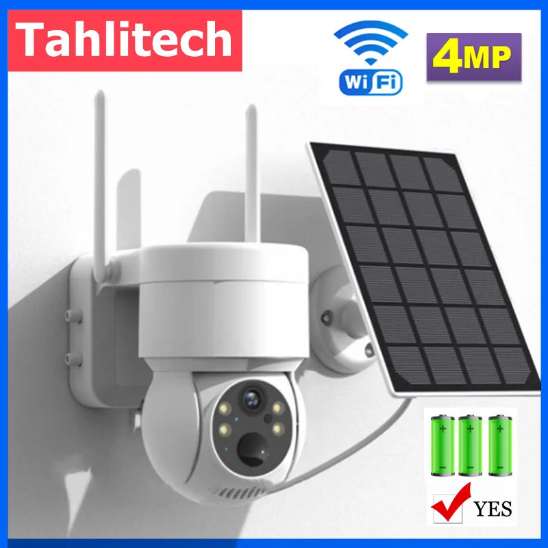 

4MP HD WiFi PTZ Camera Outdoor Wireless Solar IP Camera Built-in Battery Video Surveillance Camera Long Time Standby iCsee APP