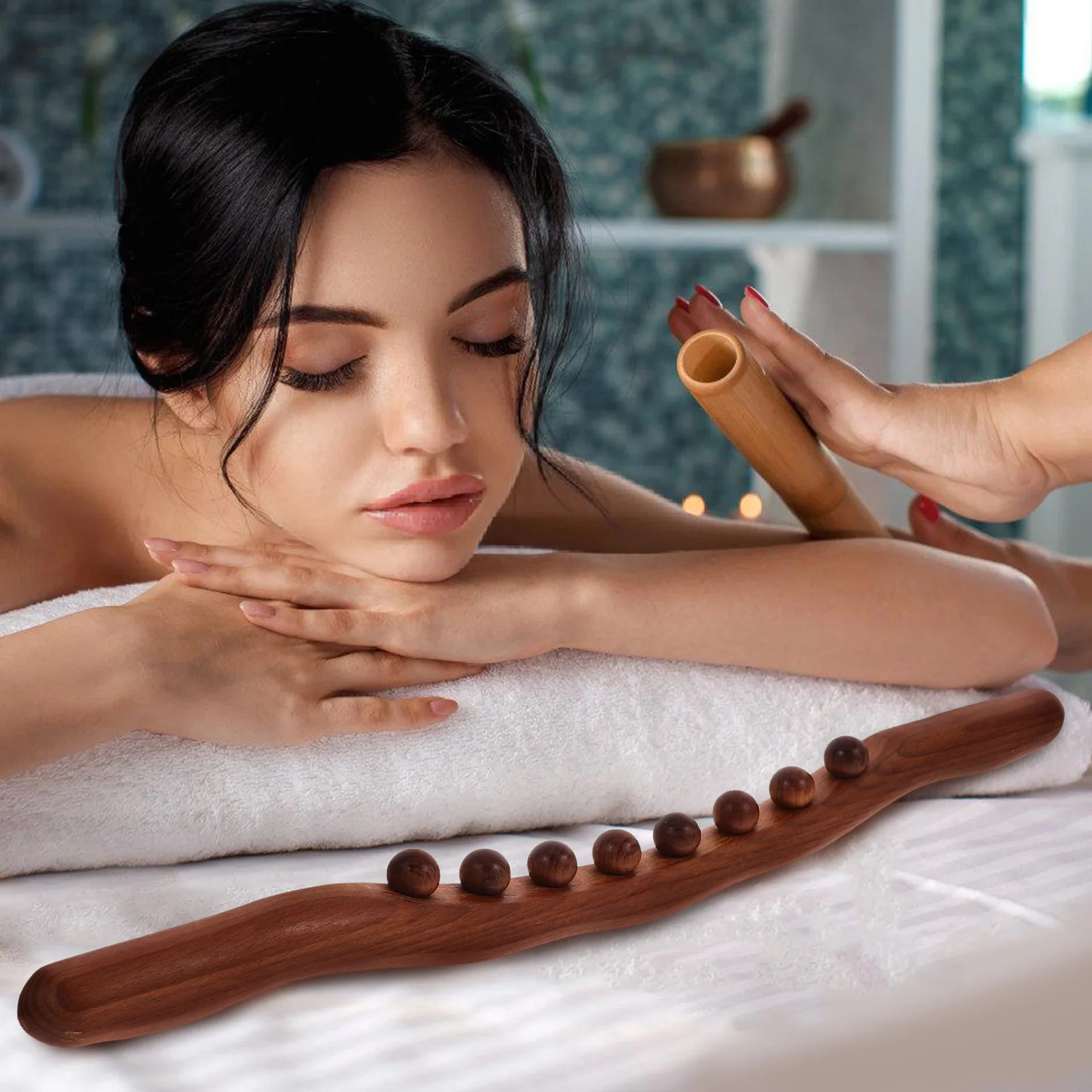 

Wooden Massage Stick Guasha Tool for Massager Brown Scalp Sticks Therapy Muscle Relaxing Gua Techniques Eight Bead