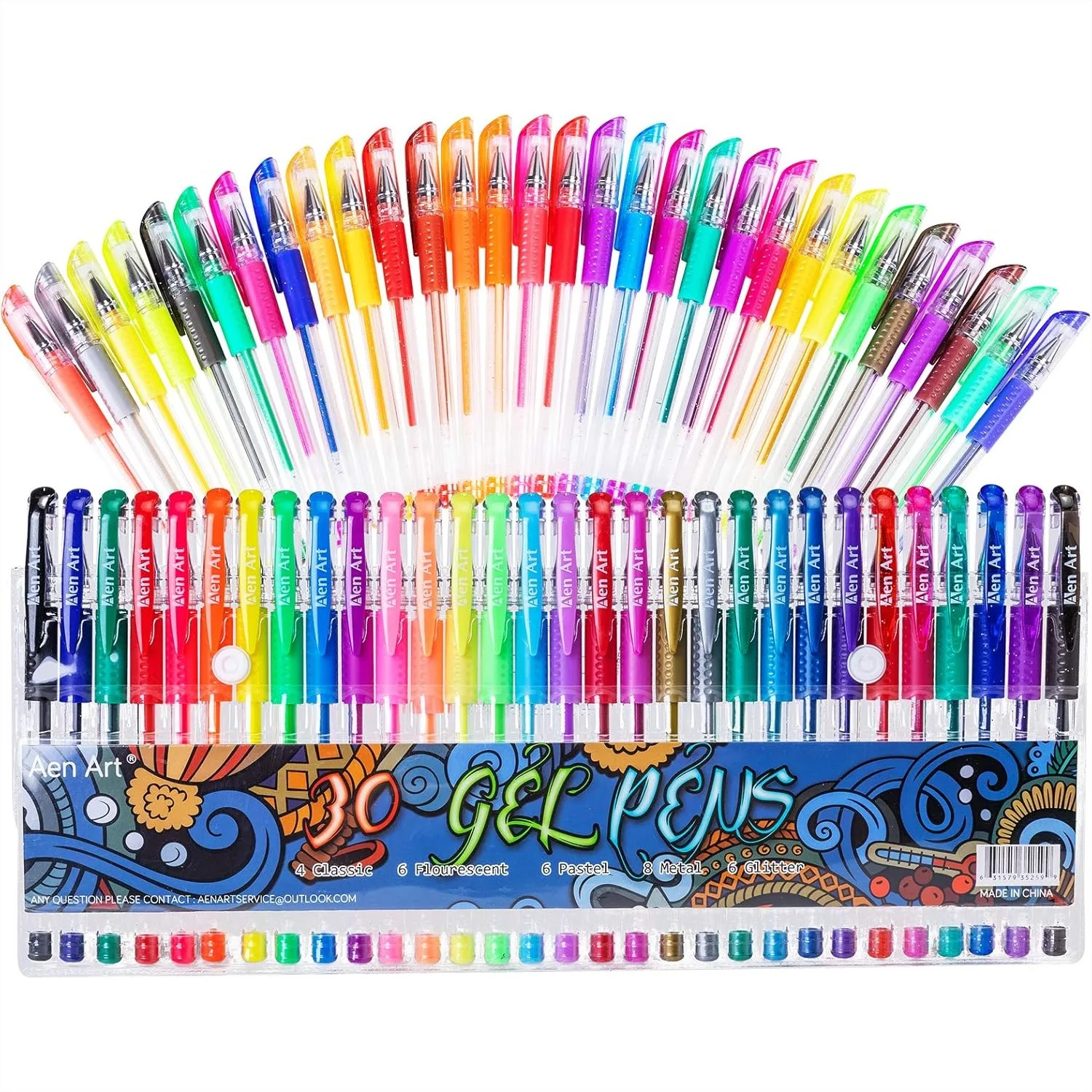 

Gel Pens for Adult Coloring Books, 30 Colors Fine Point Marker with Smooth Ink for Drawing, Journaling, School Craft Supplies