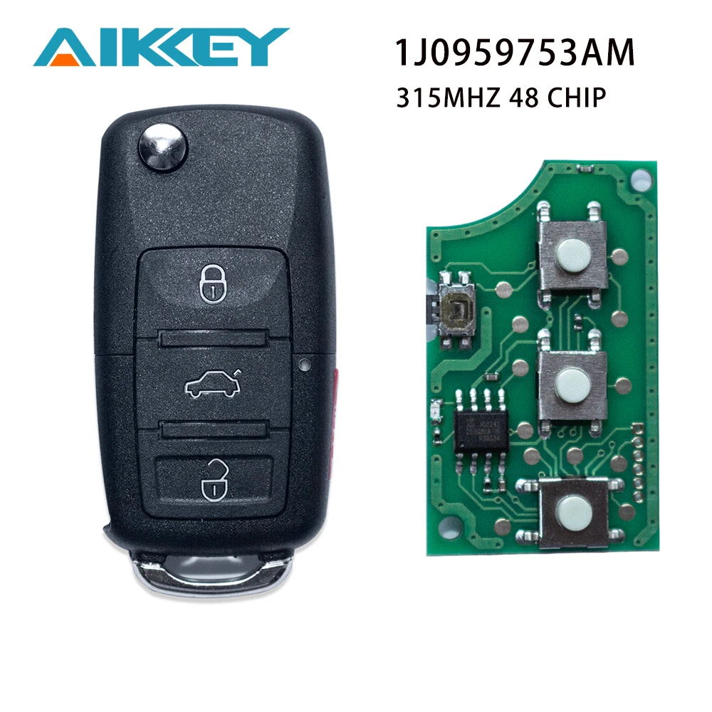 

1J0959753AM Car Remote Key Fob for Volkswagen VW Beetle Golf Passat Jetta 315Mhz ID48 5FA008399-30 2000-2006 Car Accessories