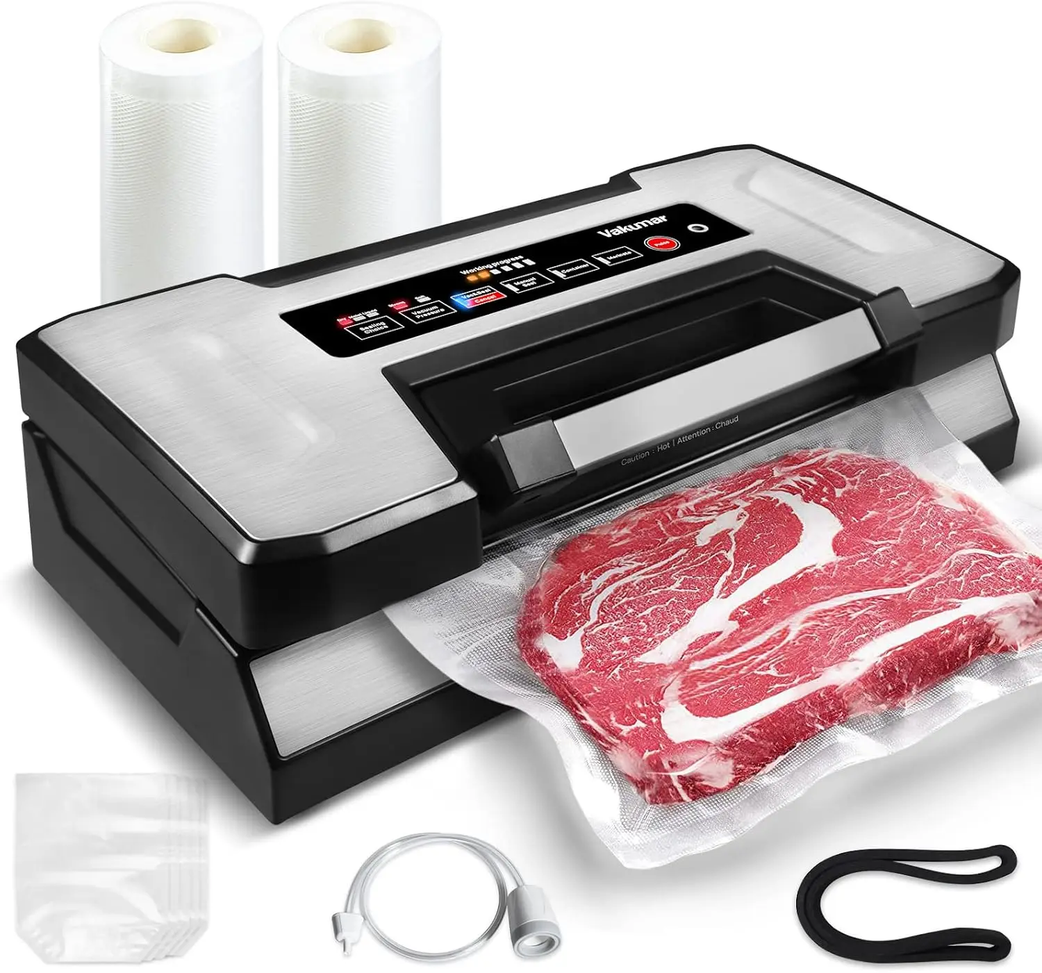 Vacuum Sealer Machine, 90Kpa Liquid Food Vacuum Sealer Machine Preservation Dry/Moist/Liquid Modes, LED Indicator Light