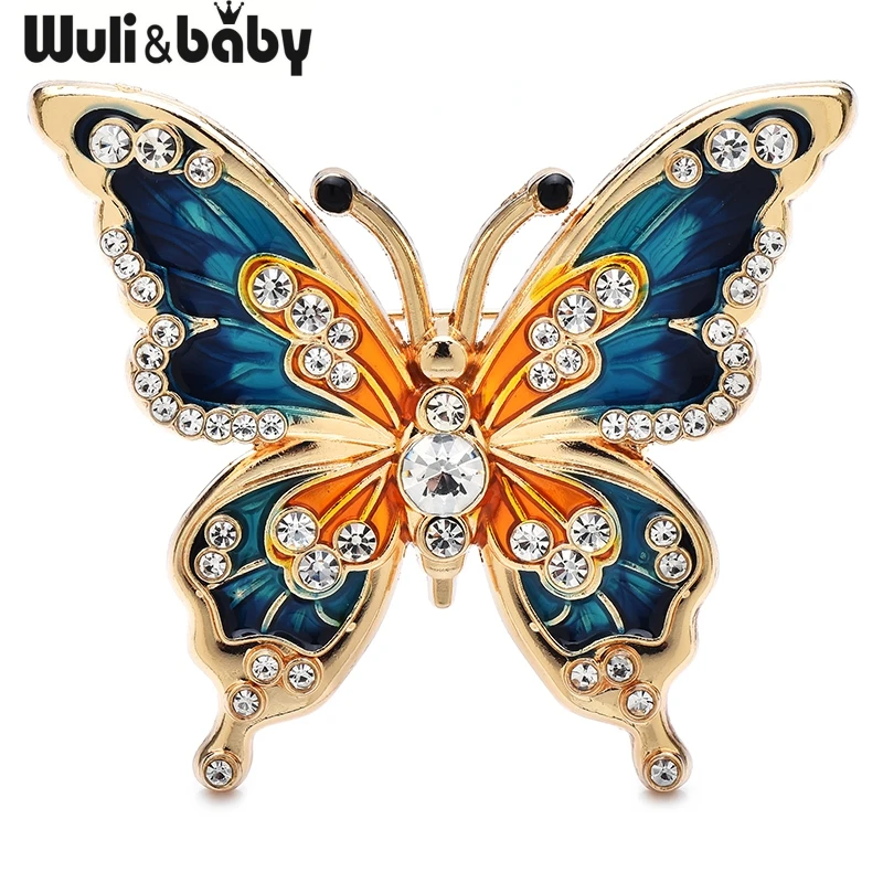 Wuli&baby Classical Butterfly Brooches For Women Unisex 2-color Enamel Lovely Insects Party Casual Brooch Pins Gifts