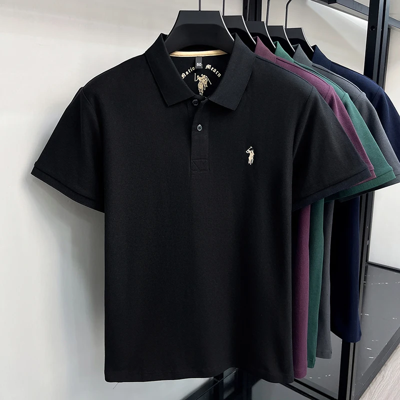 High-End 100% Baumwolle Kurzarm Polo Shirt Herren Sommer Luxus Marke Klassische Paul Pony Stickerei Freizeit Business Mode Golf T-Shirt – Detail 37