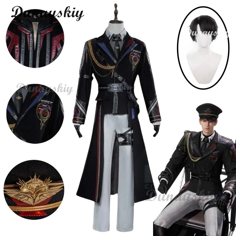 DY20Love and Deepspace Caleb Cosplay Costume Wig Farspace Colonel Uniform Trench Hat Halloween Party for Women Men Carnival Prop
