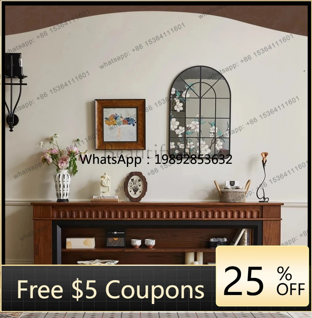 

Medieval style fireplace TV cabinet floor-to-ceiling locker integrated living room home light luxury high-end coffee table combi