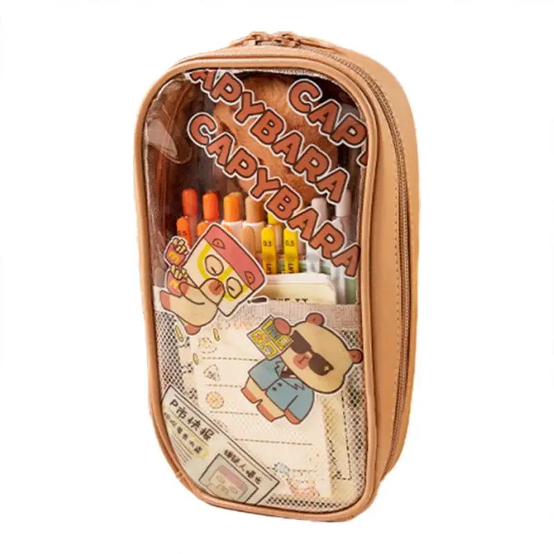 مقلمة كابيبارا مقلمة كرتونية لطيفة منظم مكتب منظم حقيبة القلم حقيبة أقلام رصاص جمالية حقيبة ماركر لأقلام الرصاص و