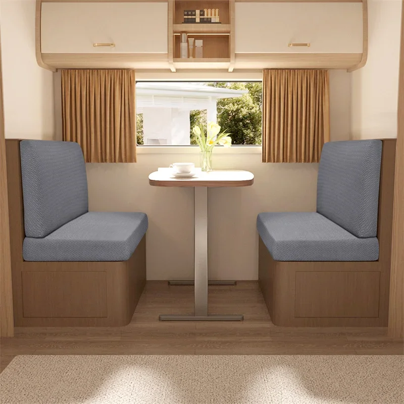 2 Pcs/set Jacquard RV Dinette Sofa Seat Cushion Covers Elastic Armless Couch Slipcovers Booth RV Camper Car Bench Backrest Cover