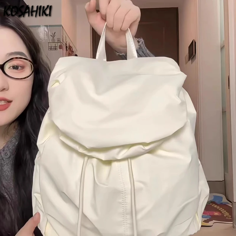 

Korean Sweet Girls Chic Backpack Fashion Preppy All Match Students Schoolbags Women Casual Pleated Nylon Backpacks Y2k Aesthetic