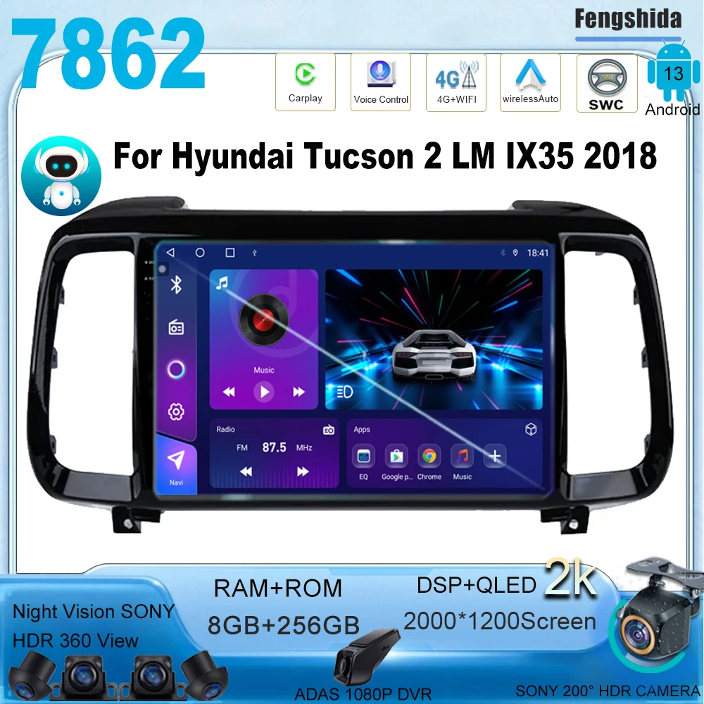 

Auto Radio For Hyundai Tucson 2 LM IX35 2018 5G wifi Dvd Car GPS Stereo Multimedia Player Navigation High-performance CPU QLED