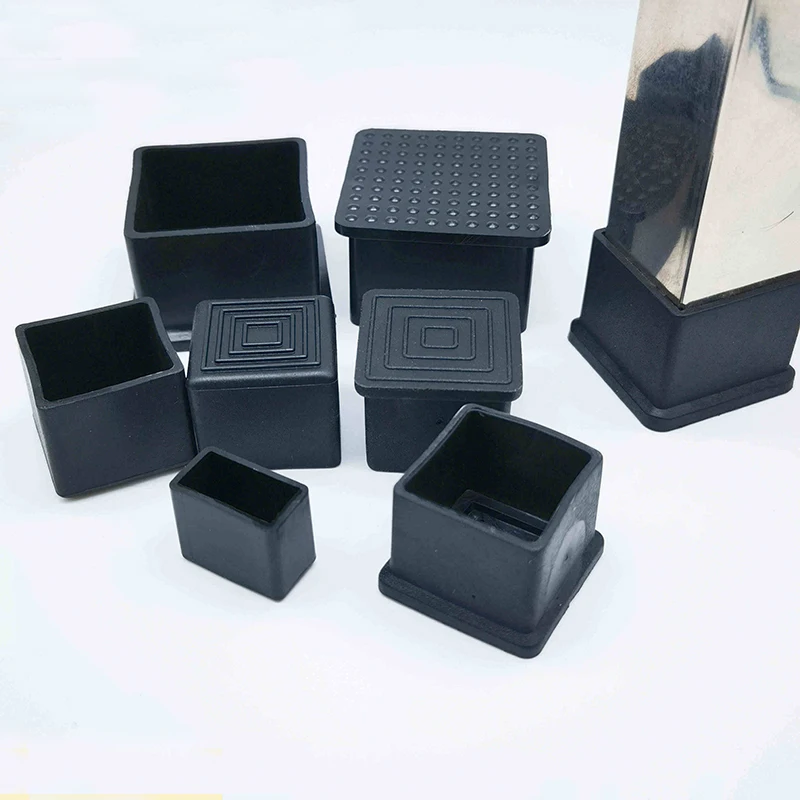 1/2/4/8/10/20Pcs Black Soft PVC Plastic Plug Square/Rectangle Chair Furniture Leg Non-Slip Cover Pipe End Cap Floor Protector