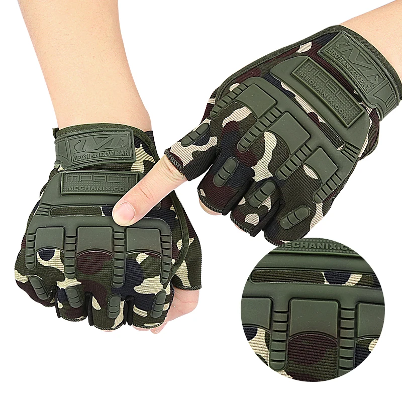 Fingerless Knuckle Tactical Gloves Impact Protection and Vibration Absorption Motorcycle Gloves