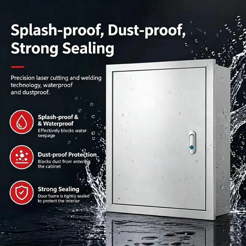 Thickened Stainless Steel Recessed Box, Embedded Waterproof Electrical Control Distribution Cabinet