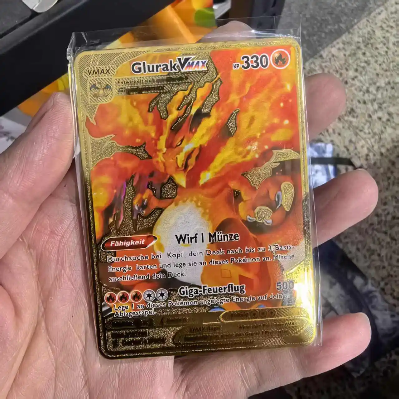 Pokemon-Metallkarten im Deutsch Terastal Pikachu Arceus Charizard DIY Trading Flash Card Anime Cartoon Geschenk
