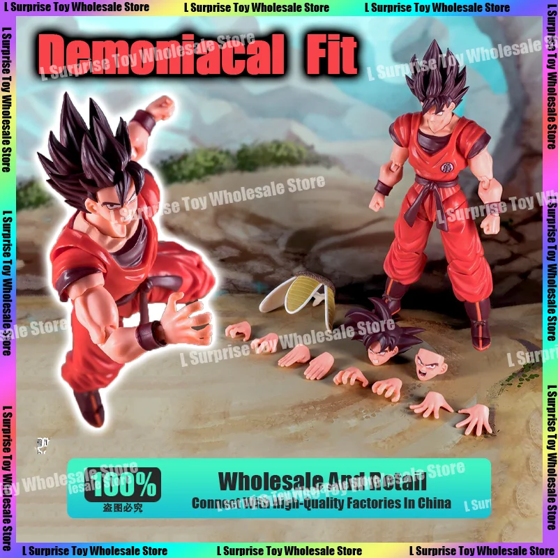 

Demoniacal Fit Dragon Ball Z SHF Son Goku Kaio Ken Scarlet Martial Artist 16000 Power Level Anime Action Figures Model Gift Toys