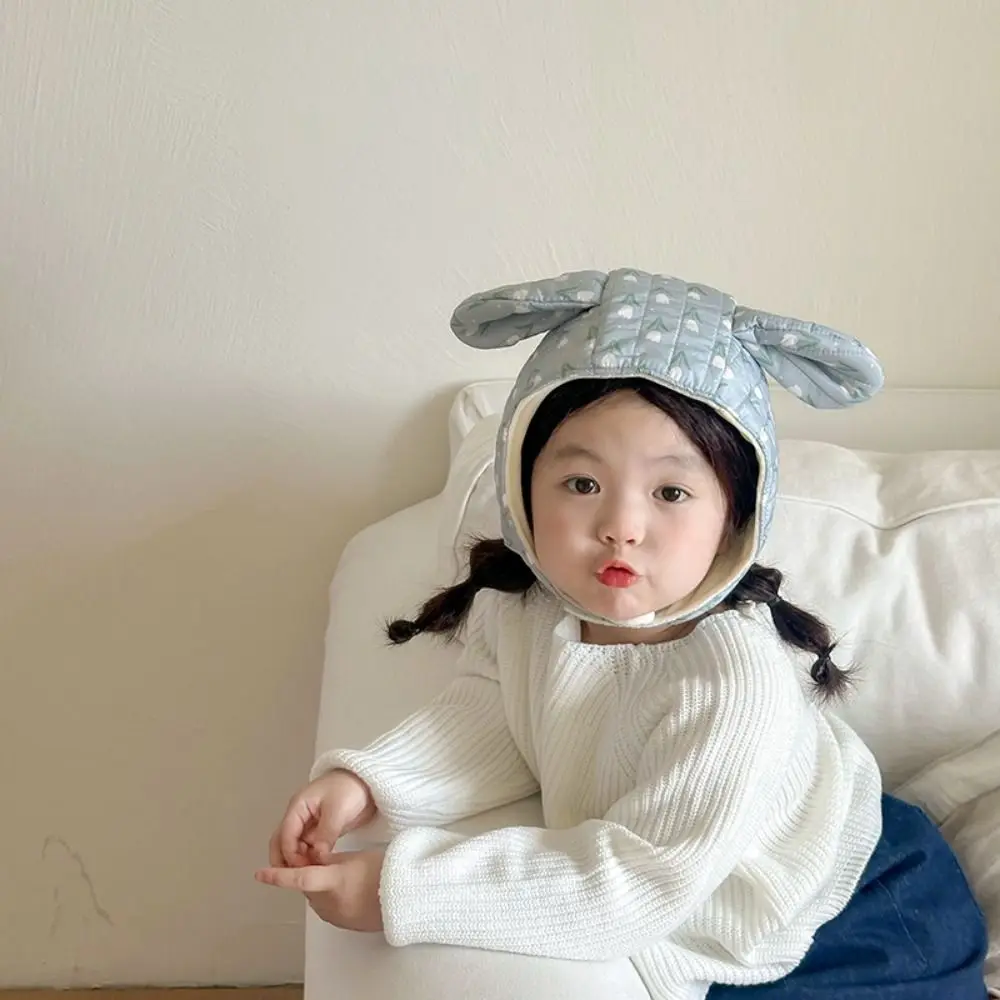 Lovely Cotton Earflap Hat Thicken Winter Warm Hat Floral Print Windproof Lei Feng Hat Infant Toddler