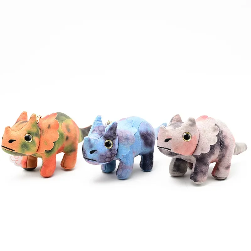 Cartoon Cute New Simulation Camouflage Triceratops Plush Doll Keychain Toy Pendant Creative Gift Birthday Halloween Gift