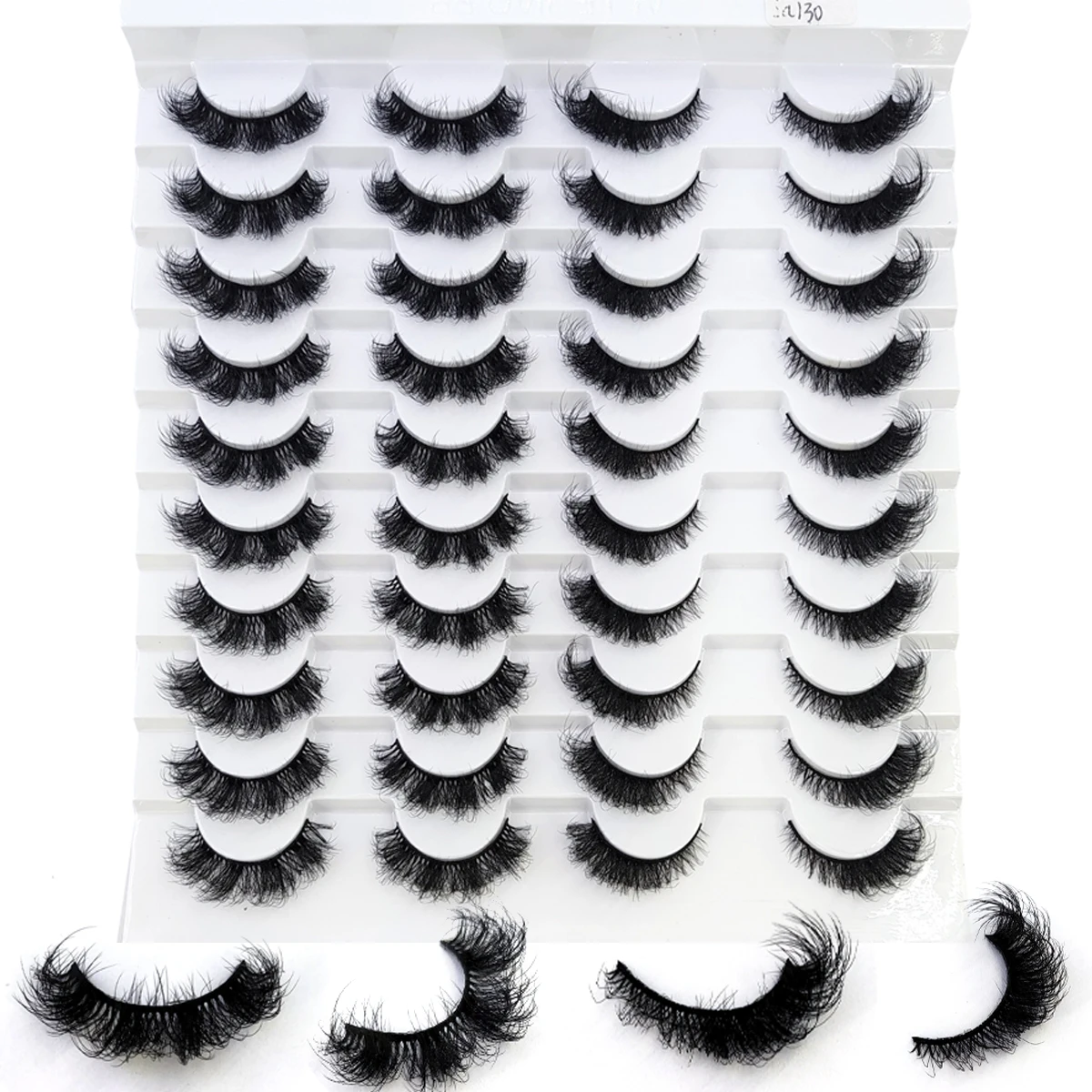 HBZGTLAD 20 pairs of fluffy 3D artificial mink eyelashes natural thick long holiday eyelashes dramatic false eyelashes makeup ex