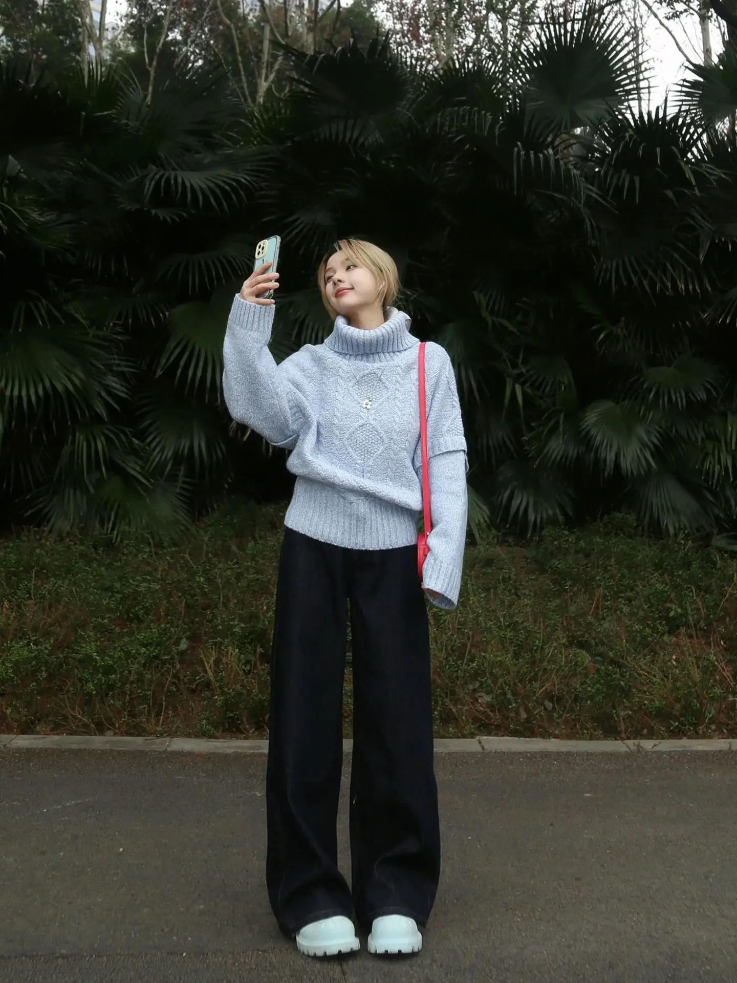 

Женский свитер FEMPILOT в корейском стиле: мягкий, с высоким воротником, имитация двухслойности, вязаный топ, удобный свободный крой