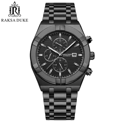 Imagen 2 del producto Reloj de acero inoxidable luminoso impermeable automático de negocios de moda para hombres, resistente al agua de 30 a 50 metros, material de acero inoxidable, m