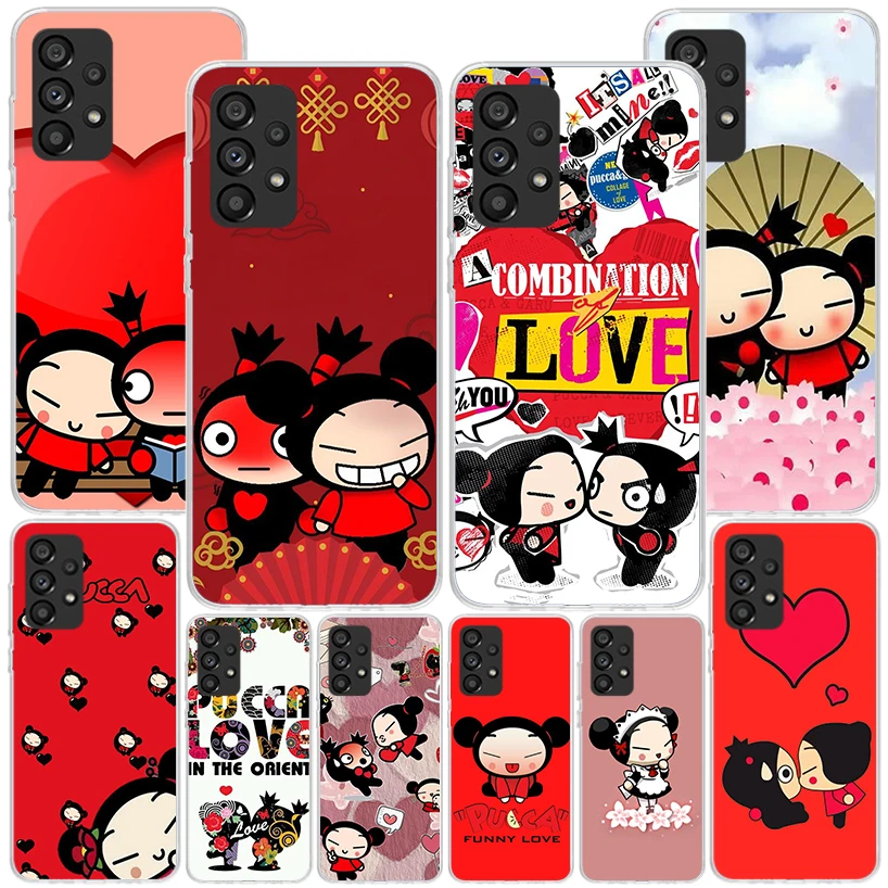 Cute Cartoon Pucca Garu Phone Case For Samsung Galaxy A15 A14 A13 A12 A55 A54 A53 A52 A35 A34 A33 A32 A25 A24 A23 A22 A05S A04S