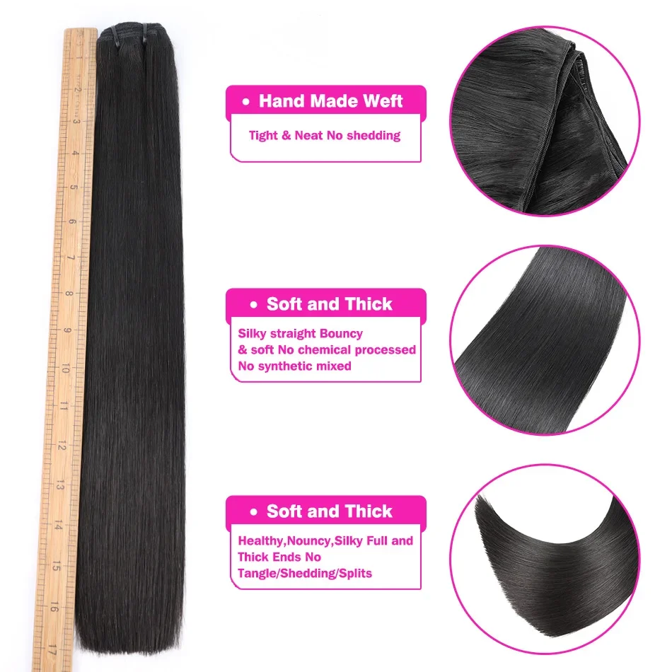 Esty 4-24 Inci SDD Bone Straight Human Hair Extensions Rambut Asli Hitam Alami 100% Rambut Manusia Tanpa Proses Bundel Rambut Manusia