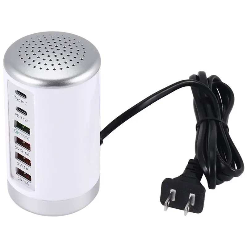 QWE-65W USB Fast HUB Quick Charge QC3.0 Multi 6 Port USB Type C PD Charging Station US Plug