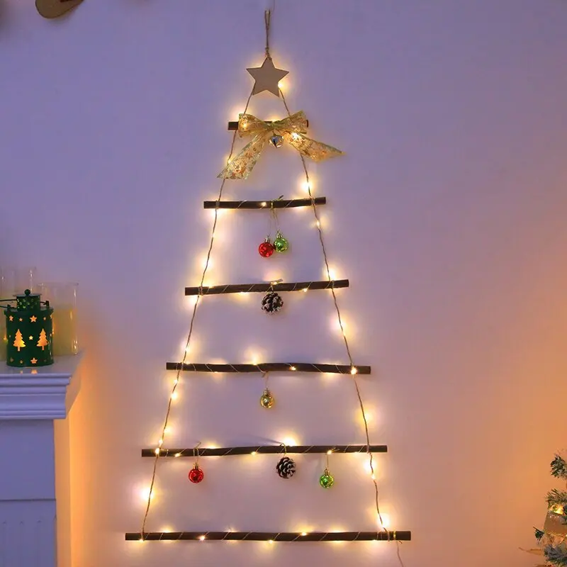 New arrivalled wall tree light santa claus climbing ladder light felt pine cone christmas ball indoor shopping mall holiday deco