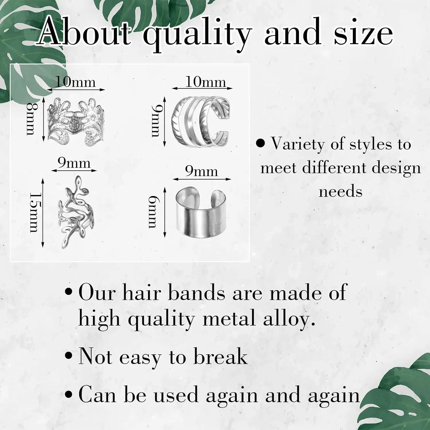 40Pcs Silver Hair Ring Jewelry for Braids Metal Adjustable Braid Jewelry Loc Dreadlock Accessories for Women and Girls