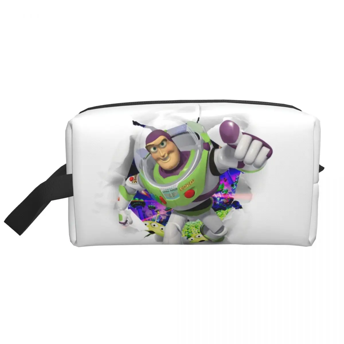 Custom Anime Toy Story Buzz Lightyear Makeup Bag for Women Travel Cosmetic Organizer Fashion Cartoon Movie Storage Toiletry Bags