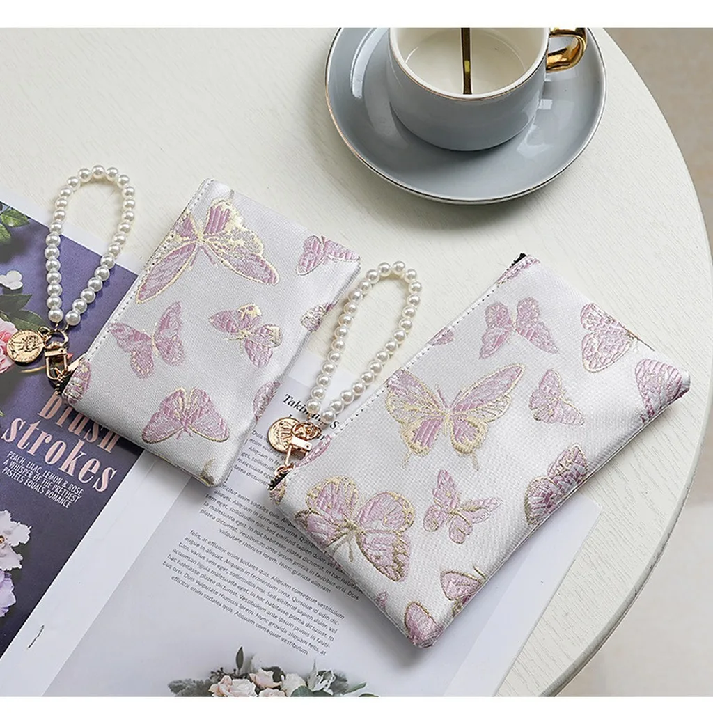 Embroidered Zipper Wallet Breathable Women'S Wallet Fabric Wallet Wear-Resistant Coin Purse For Commuting Dates Shopping