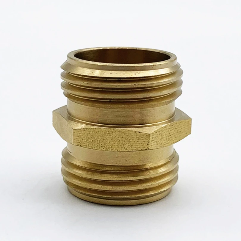 2pcs Garden Hose Adapter 3/4 Inch Brass Double Male Quick Connector
