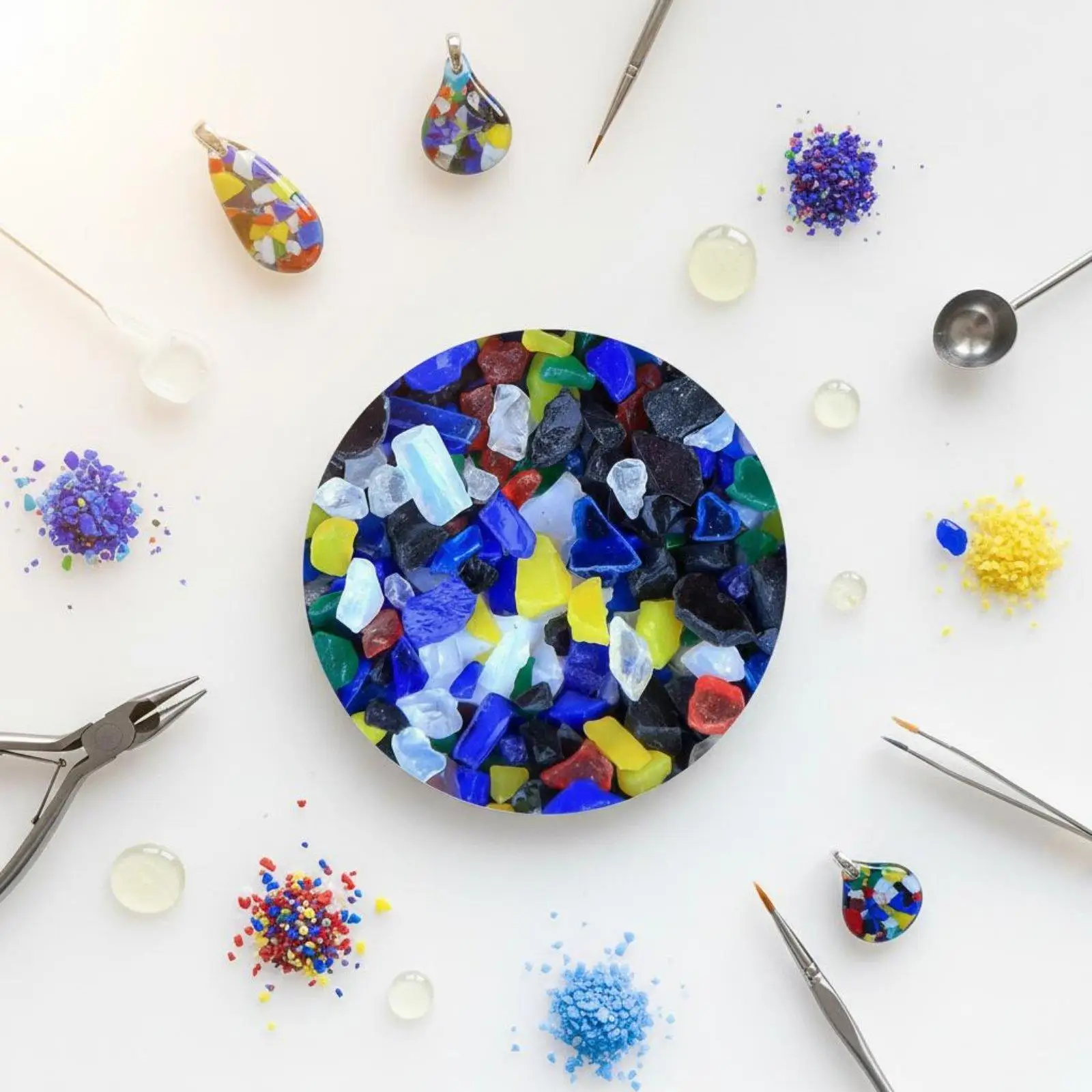 Assorted Color DIY Craft Material Glass Frit Kit Artistic Patterns Oven Compatible Glass for Handmade Decoration