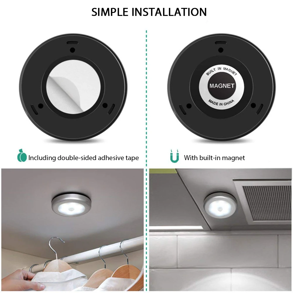 Magnetic Motion Sensor Night Light Adhesive Auto On/Off Stair Cabinet Lighting LED Light For Doorways