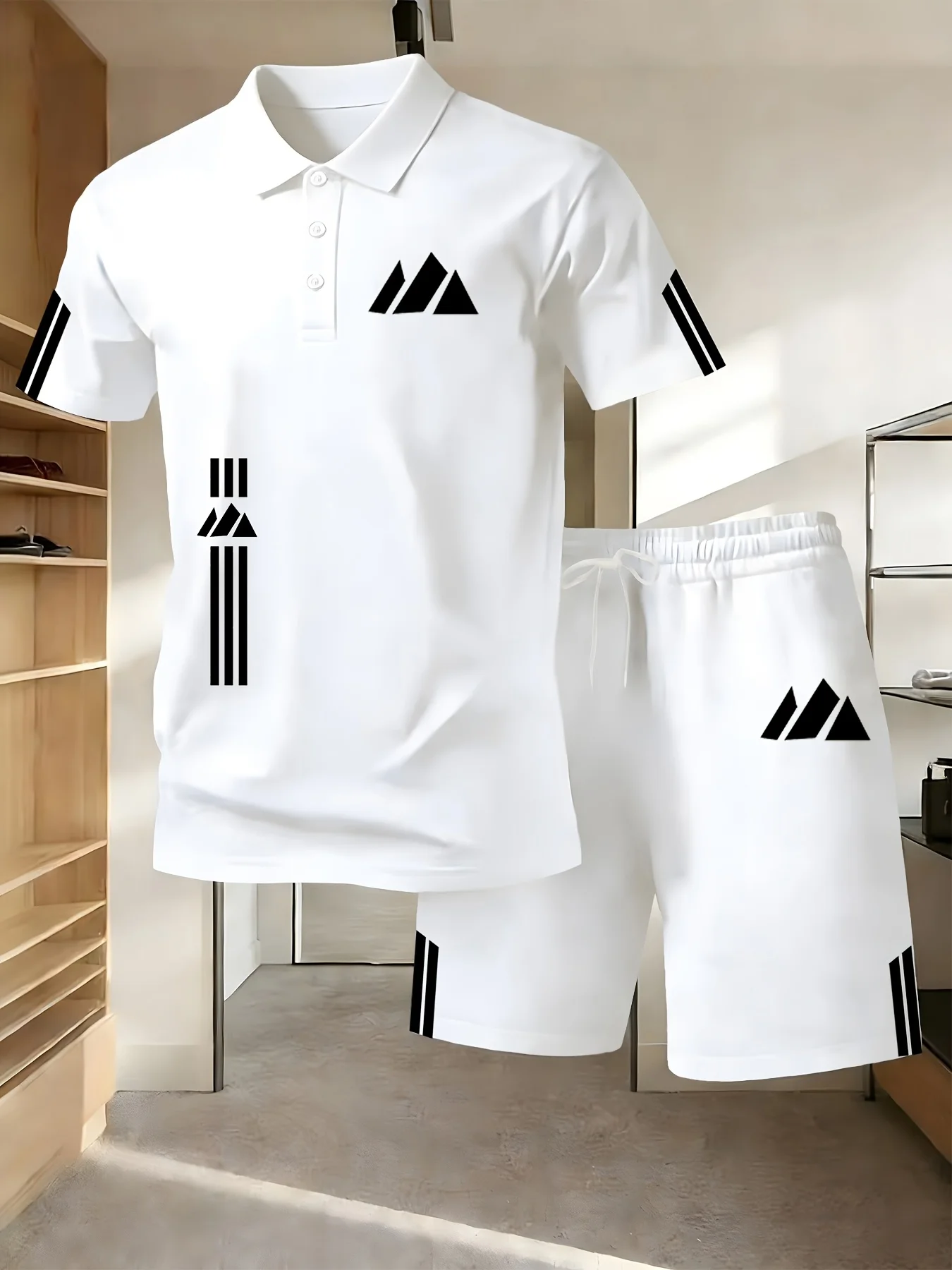 2026 Hot Sale Men's Short-sleeved 3d Polo Shirt Set - Polo Shirt with Shorts Set Two-piece Casual and Fashionable Sports Outfit