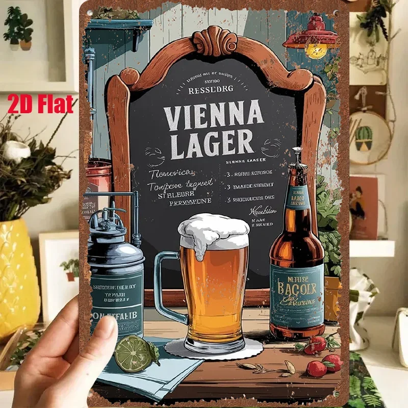Vintage Metal Sign Vienna Lager Beer Pattern 8x12 Inch Retro Wall Art for Bar Home Decor