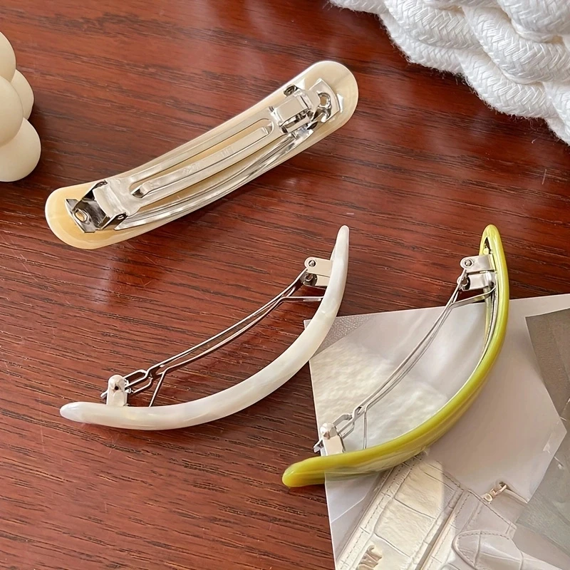 New Elegant Acetate Hair Clips Simple Geometric Solid Color Barrettes Hairpin Women Hair Accessories