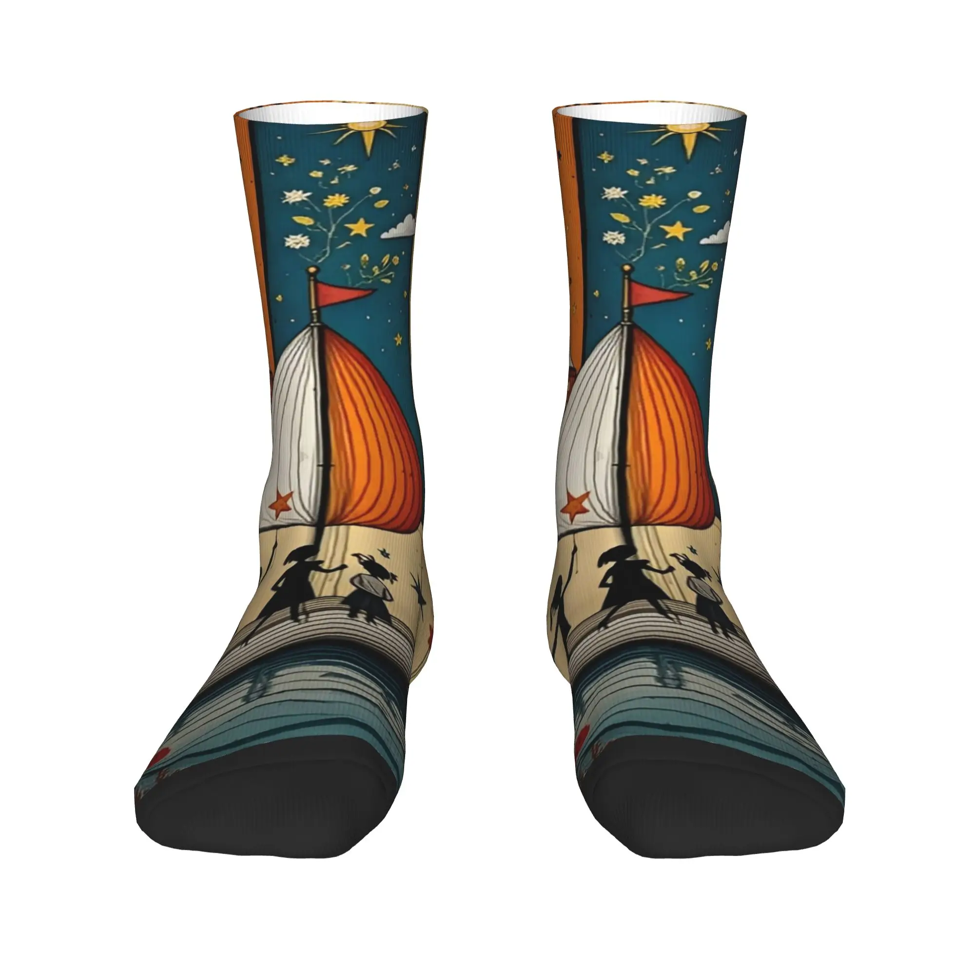 Unisex Men Socks Fairytale Patchwork Illustrations  Stockings Winter Leisure Comfortable Socks Outdoor Sports Anti Skid Socks