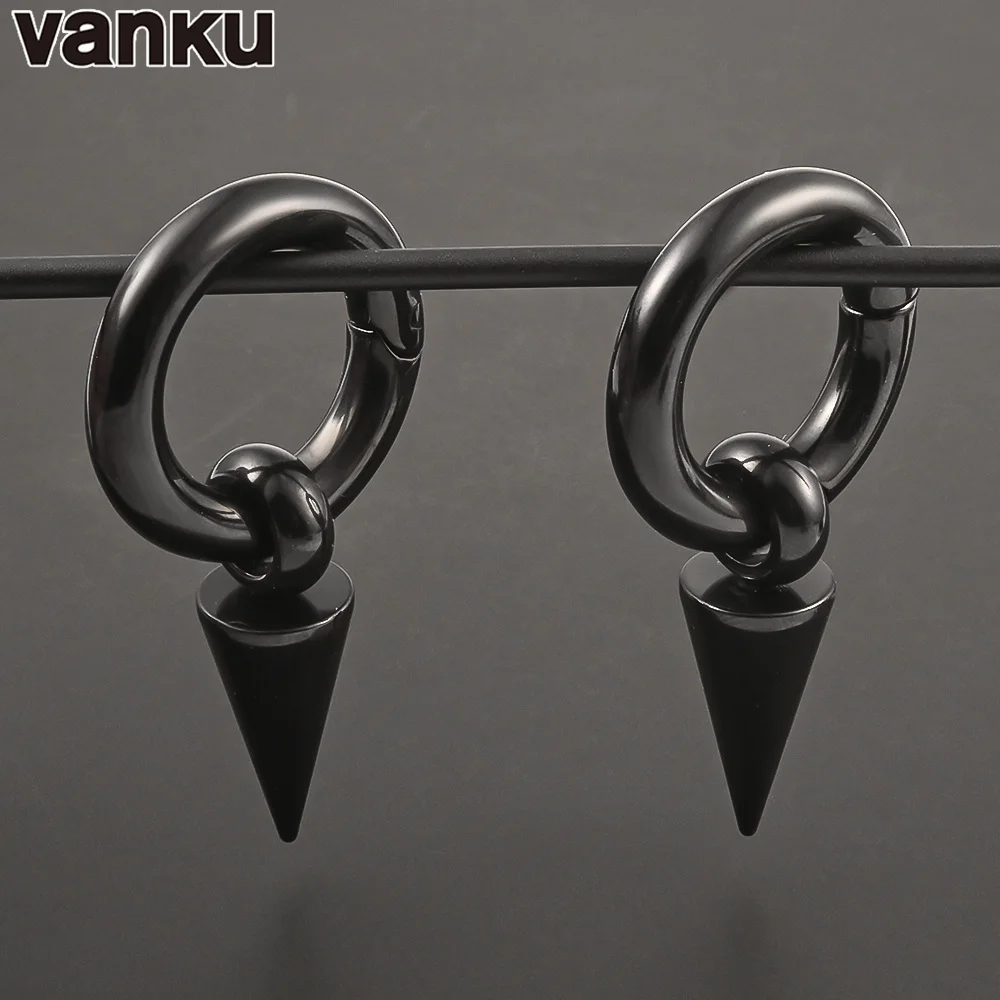 Vanku 2pc jednoduchý nerez ocel závěsný ostrý kužel magnetem ucho břemeno tělo piercing šperků náušnice expanders stretchers