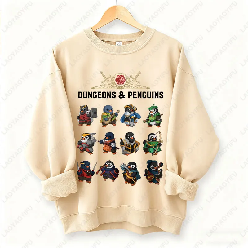 العصرية الزنزانات والطيور البلوز DND مستوحاة هدية D & D المشجعين البلوفرات D20 النرد آر بي جي التنين اللاعبين للجنسين Crewneck هوديس #3