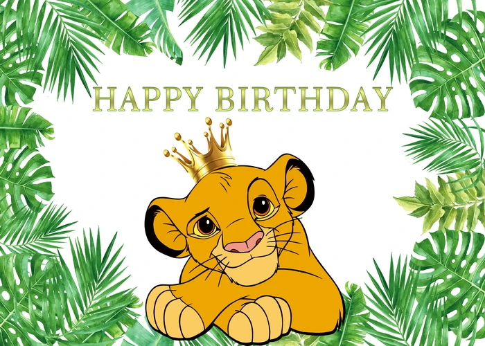 Cartoon Lion King Theme Birthday Background Cloth Lion King Baby Shower Tropical Jungle Happy Birthday Photo Backdrop for Child