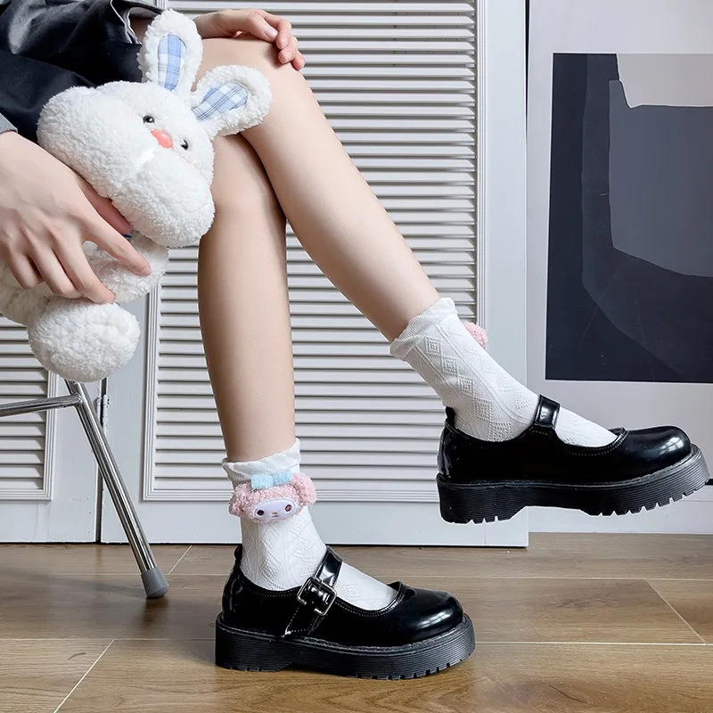 Sanrio Hello Kitty My Melody Kuromi Kawaii  Cartoon Couple Cotton Socks Cute Japanese JK Medium Stockings