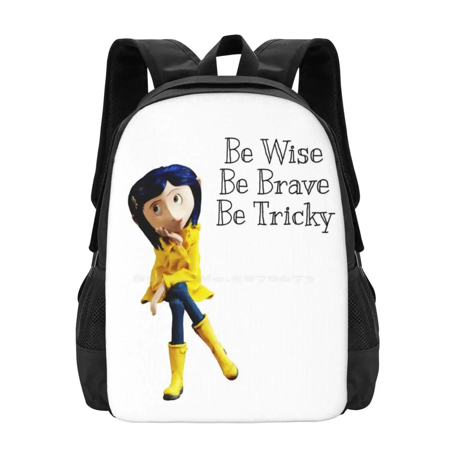 

Coraline Fashion Pattern Design Travel Laptop School Backpack Bag Coraline Movie Horror Quote Aesthetic Tumblr