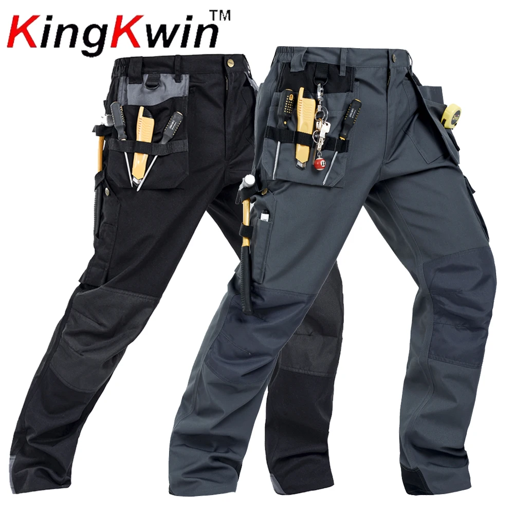 Men's Construction Pants with Knees Reinforced Carpenter Work Pants Craft Tactical Workwear Cargo Safety Trousers