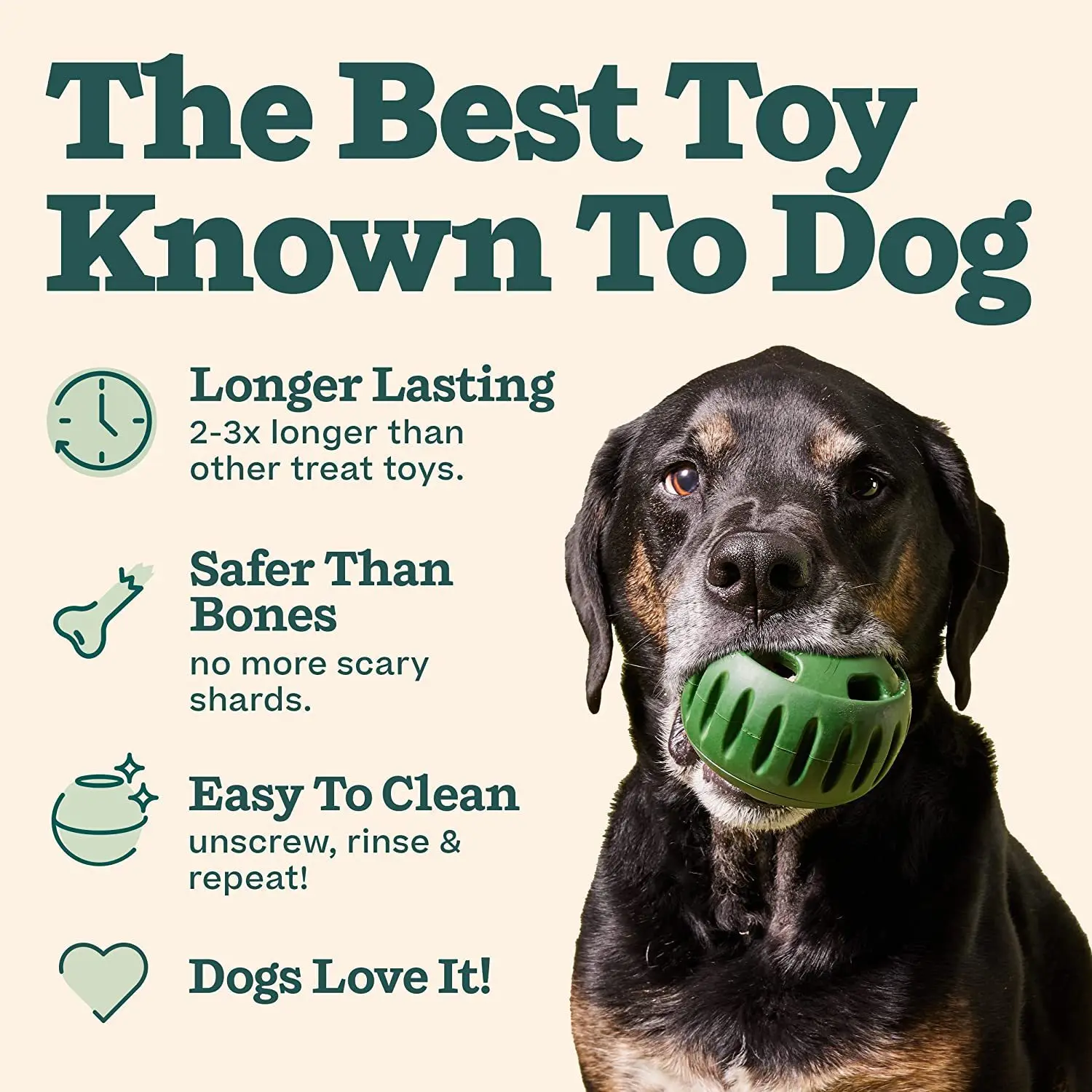 Large 25 Lbs and Up Long-Lasting Dog Toy To Keep Your Pup Distracted, Safe for Dogs, Easy To Clean, Fillable Dog Toys