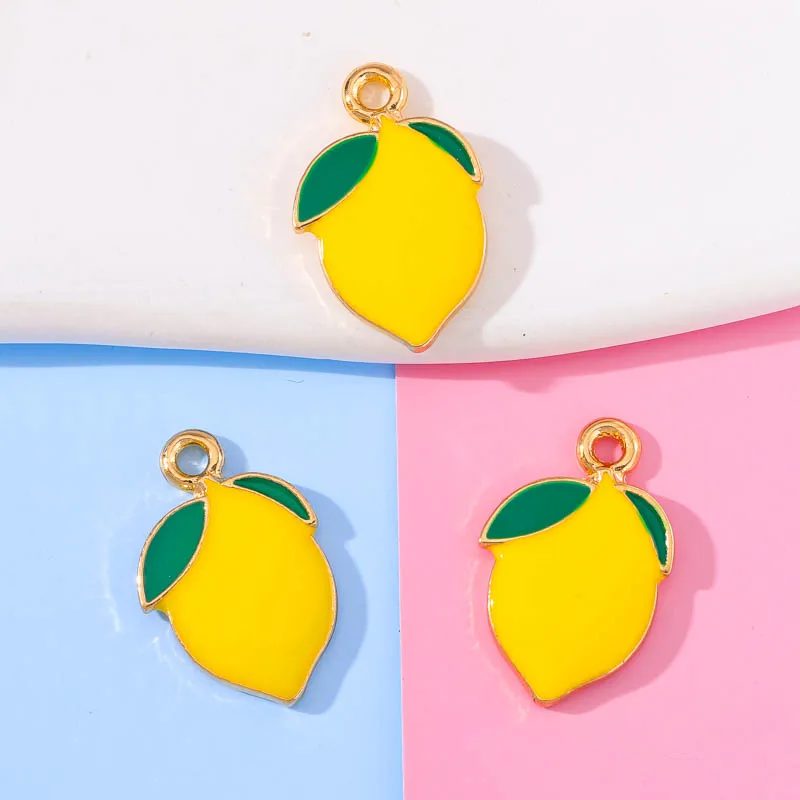 10Pcs 13*20mm Yellow Lemon Pendants DIY Fashion Necklace Bracelets Earrings Accessories Charms For Jewelry Making Craft Supplies