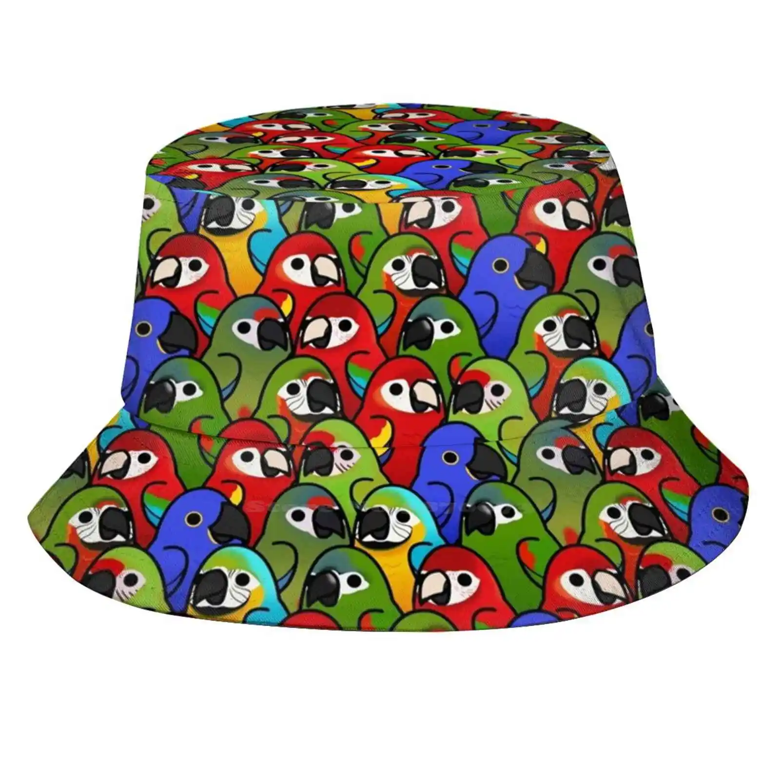 Too Many Birds! - Macaw Squad Pattern Design Printed Travel Bucket Hats Birds Cute Many Cockatiel Cockatoo African Grey Gray