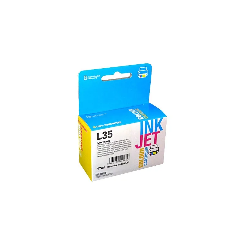 Lexmark 3 color L35 recycled ink cartridge, replaces a 18CX035E - 18C0341 n ° 35 XL35XLR imprimirbien.com