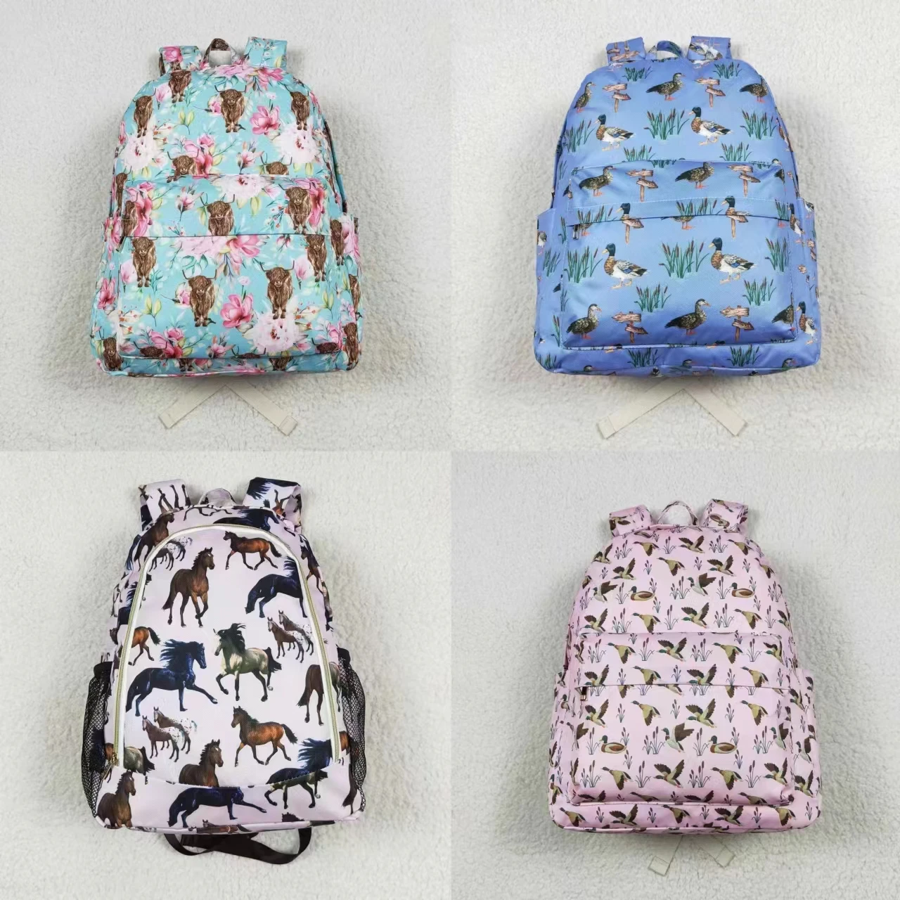 

Wholesale Kids Ducks Horse Cow Flower Daypack Toddler Children Outdoor Portable Baby Boy Girl Backpack Boutique School Bag